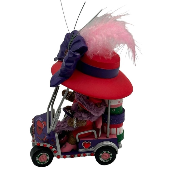 Red Hat Society Glamour Golf Cart The Hamilton Collection Bear Figurine W/Cert - Picture 6 of 8